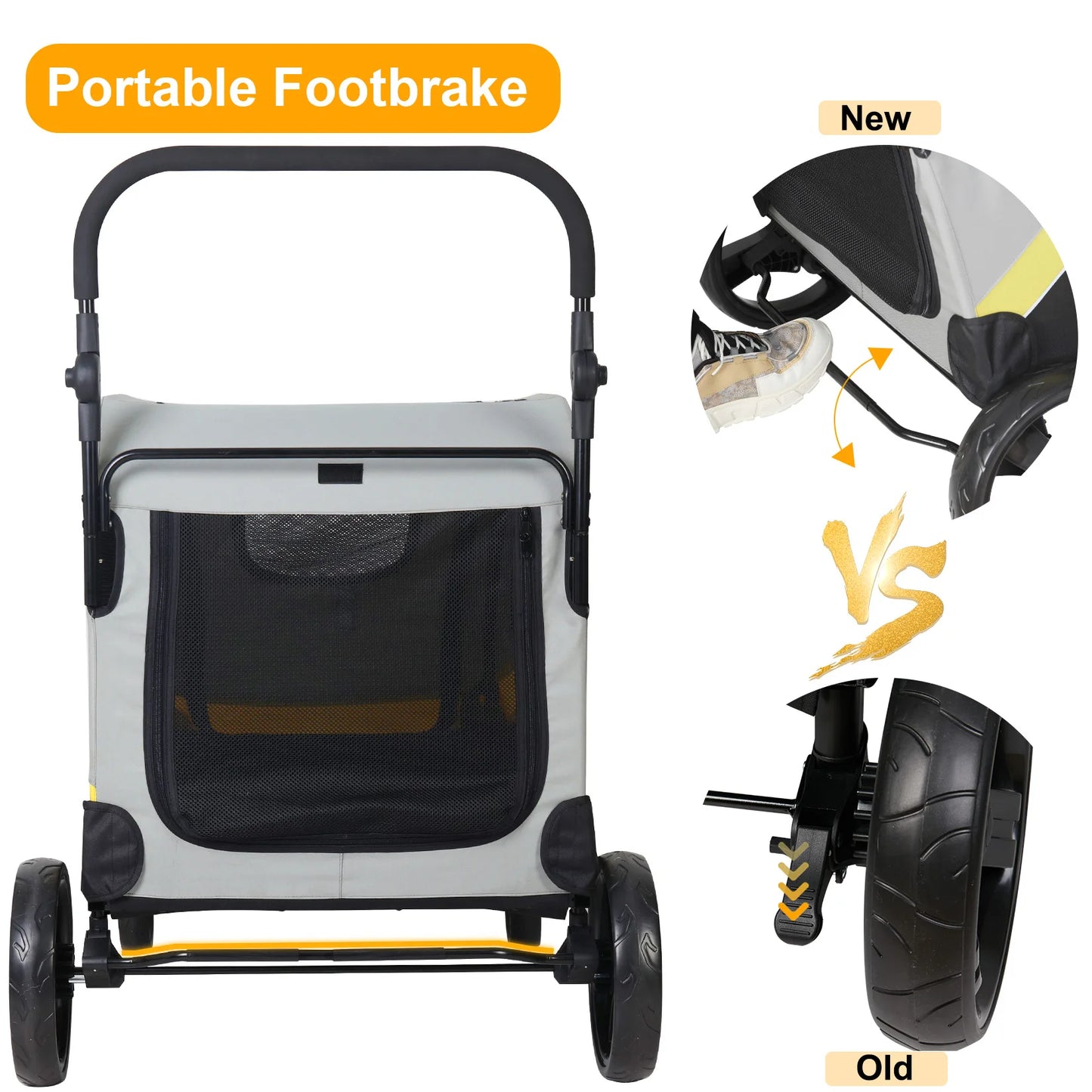 Dog Stroller 4 Wheel Foldable