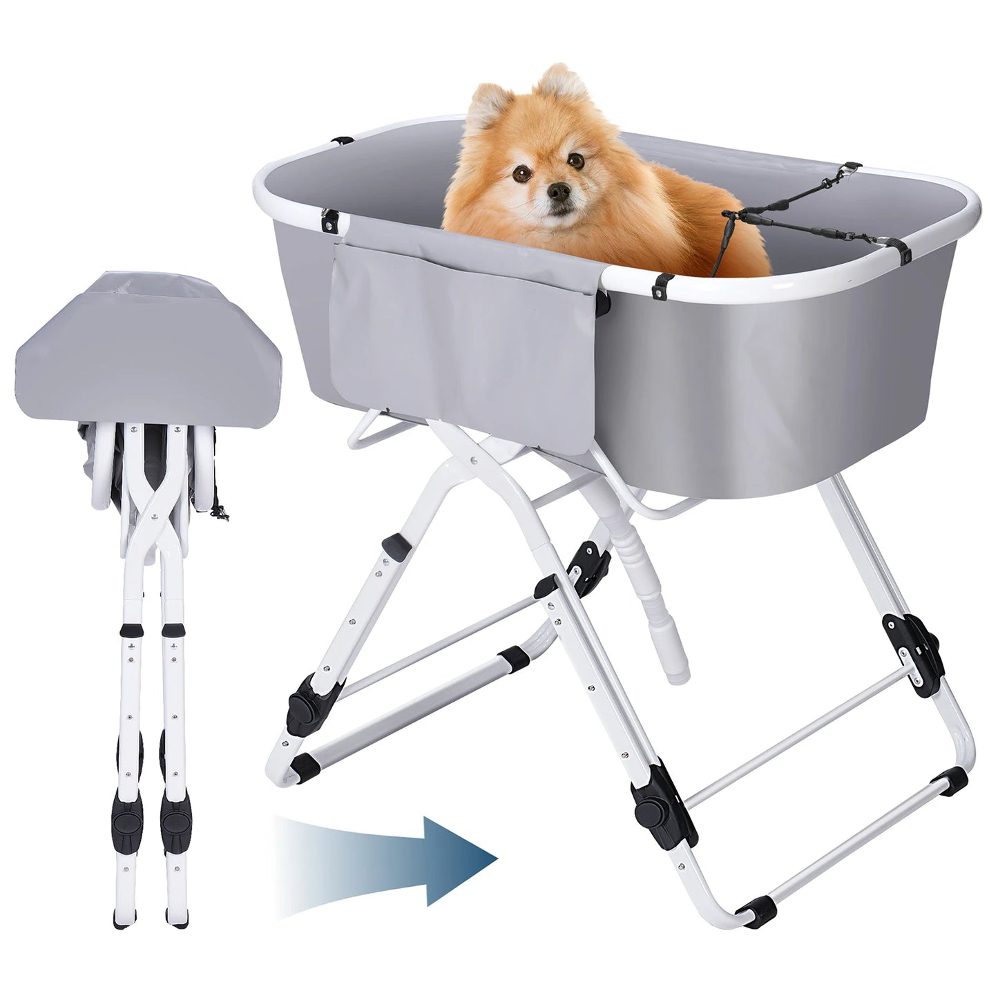 Portable, Foldable, & Elevated Pet Bathtub