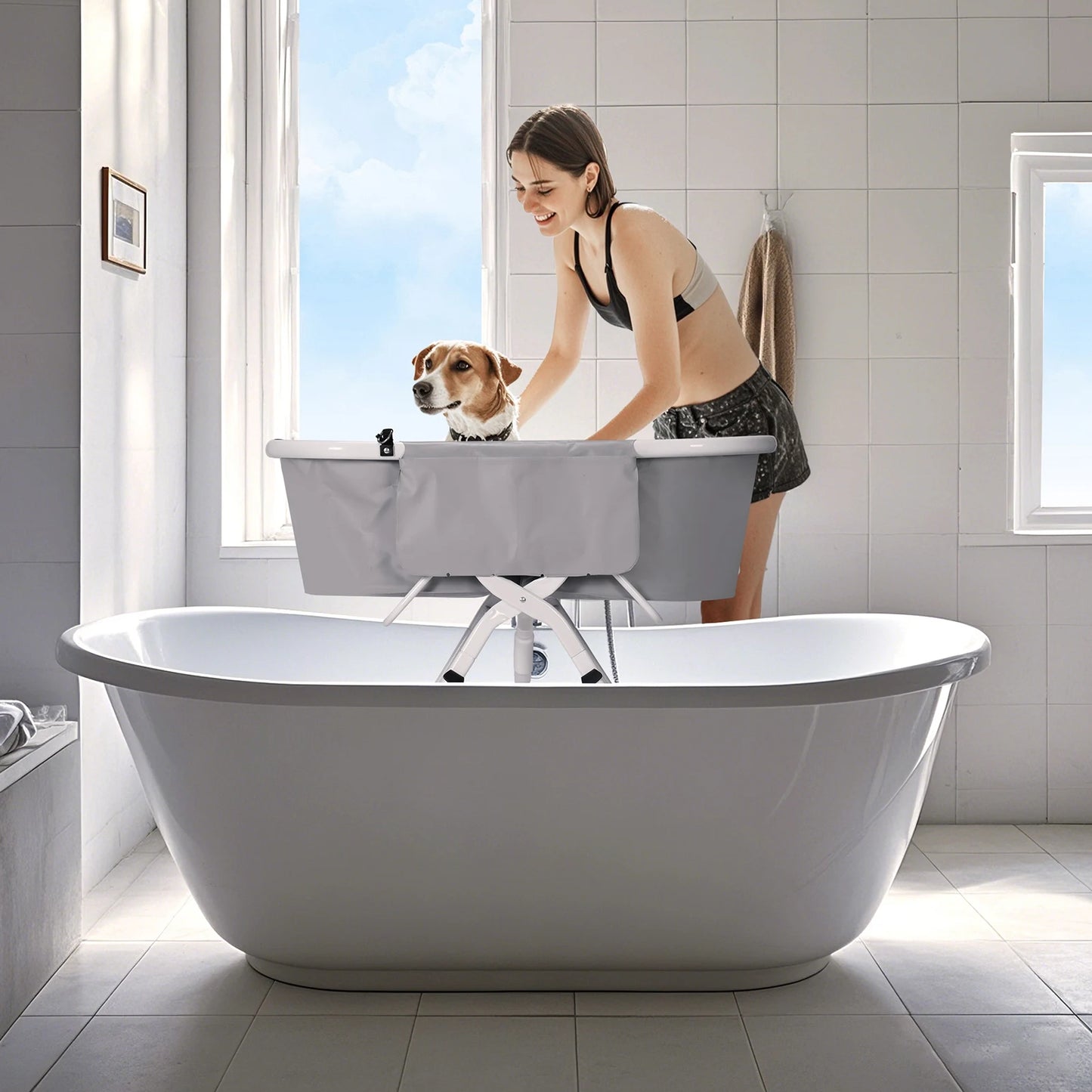 Portable, Foldable, & Elevated Pet Bathtub