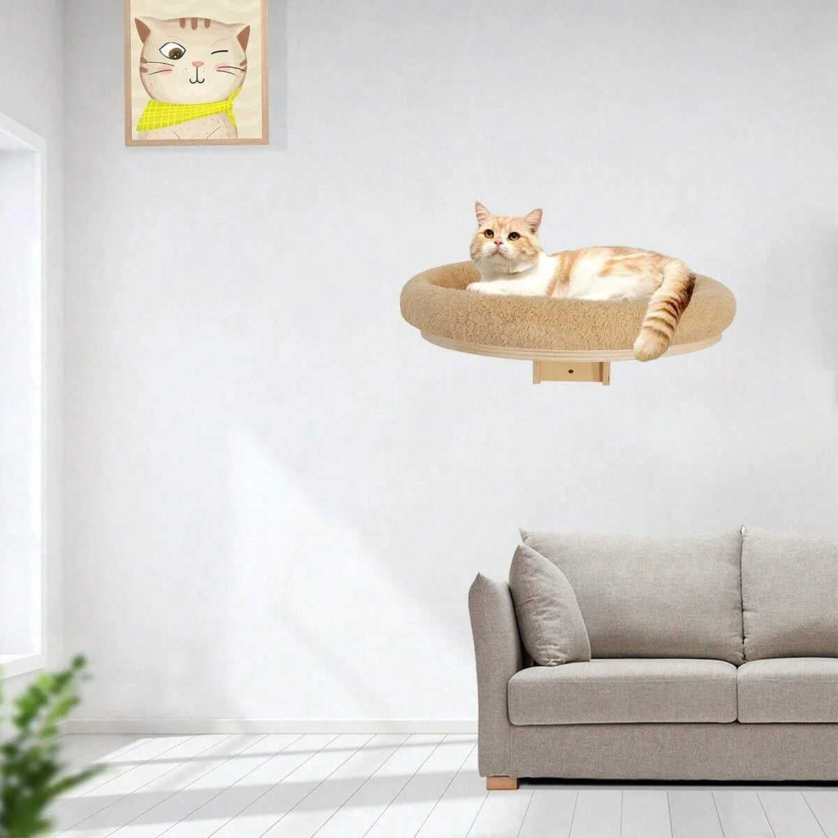 Solid Wooden Furniture Climbing Ladder and Cat Hammock