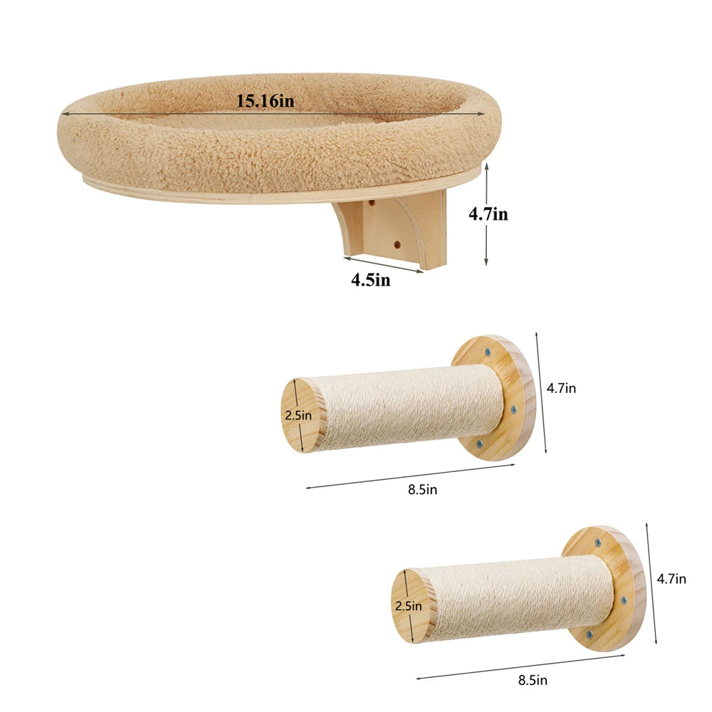 Solid Wooden Furniture Climbing Ladder and Cat Hammock
