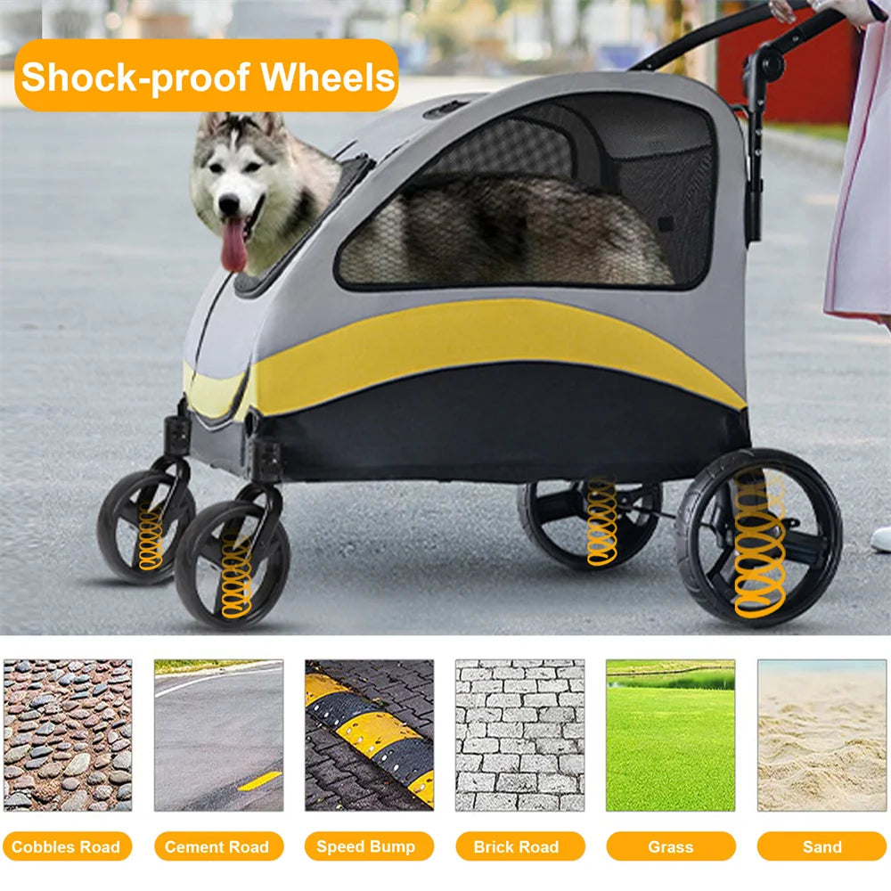 Dog Stroller 4 Wheel Foldable