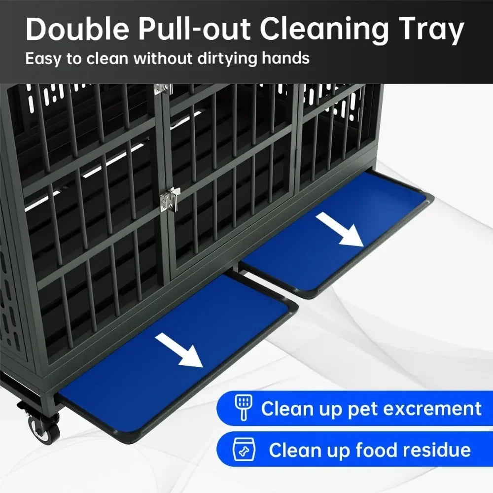 48 Inch Heavy Duty Dog Crate with Wheels