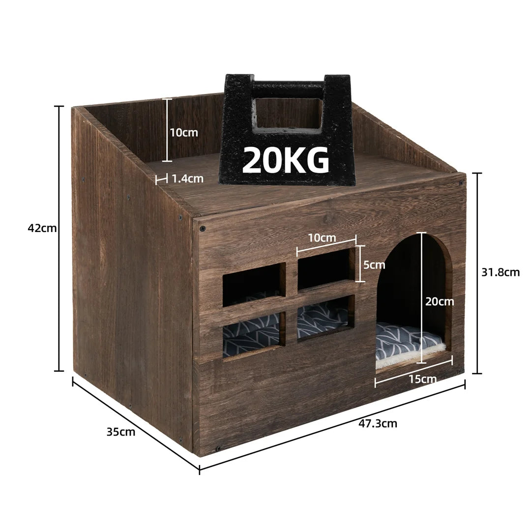 Wooden Cat Cave Bed