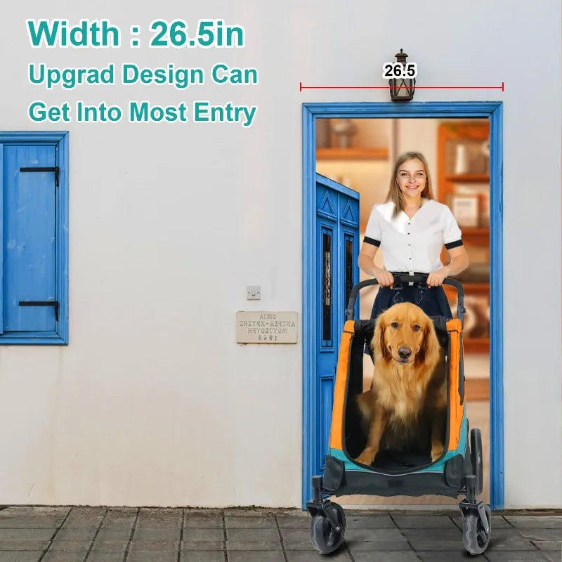 Pet Wagon Foldable Adjustable Handle Up to 120 lbs