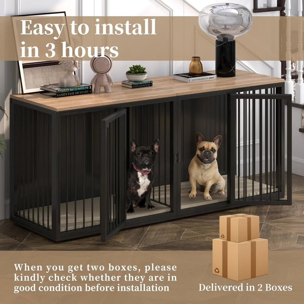 Dog Crate Furniture for 2 Dogs