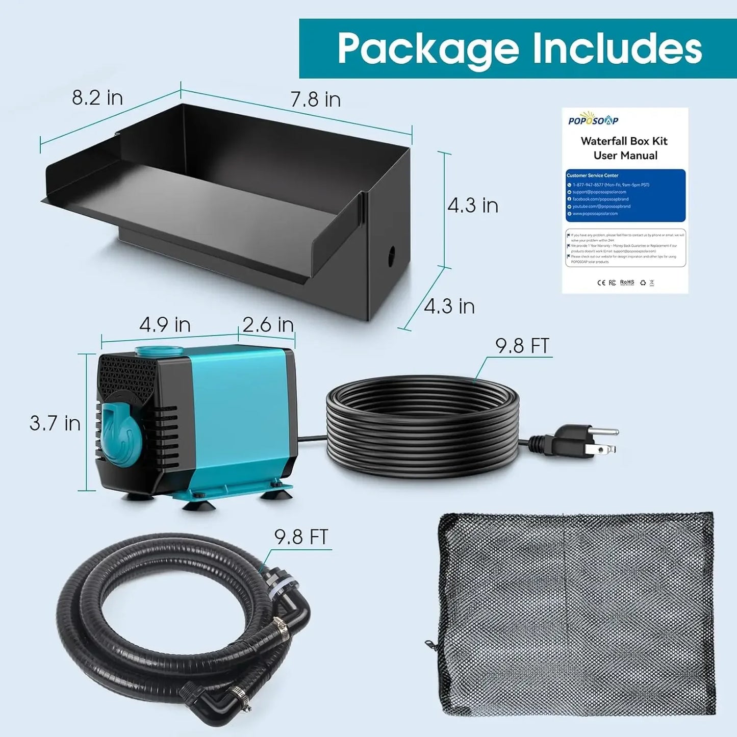 Pond Waterfall Box with Pump Kit