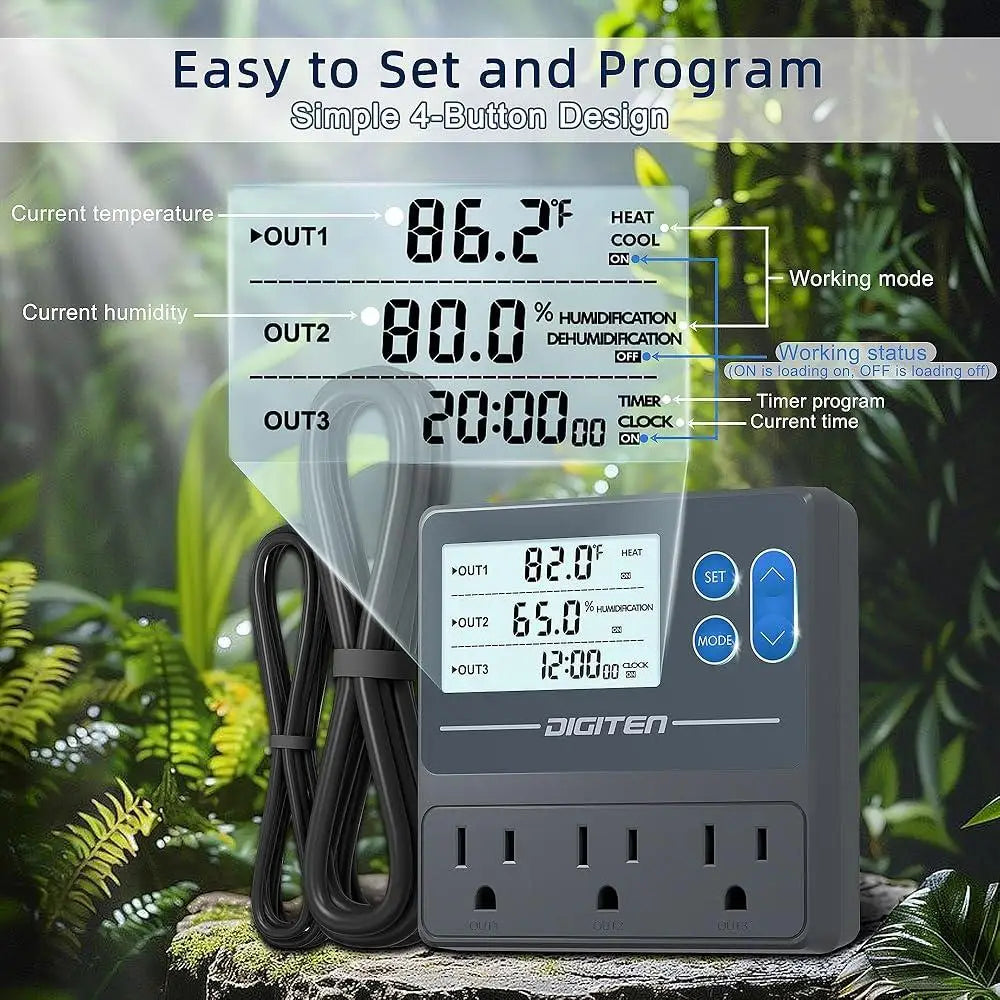 3-Stage Outlet Plug Humidistat Precision Sensor