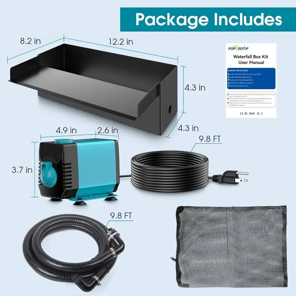 Pond Waterfall Box with Pump Kit