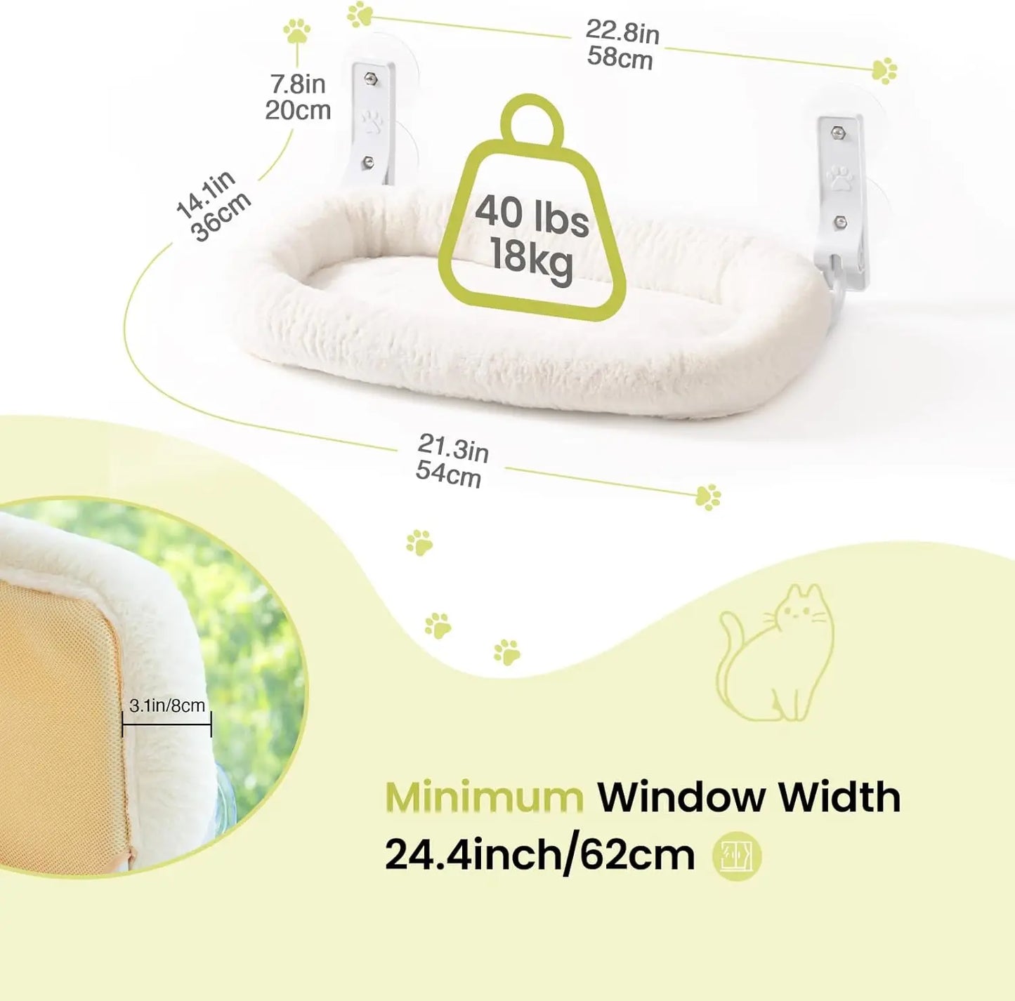 Cat Window Perch with 4 Strong Suction Cups