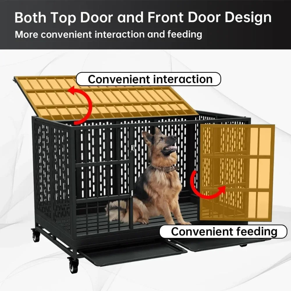 48 Inch Heavy Duty Dog Crate with Wheels