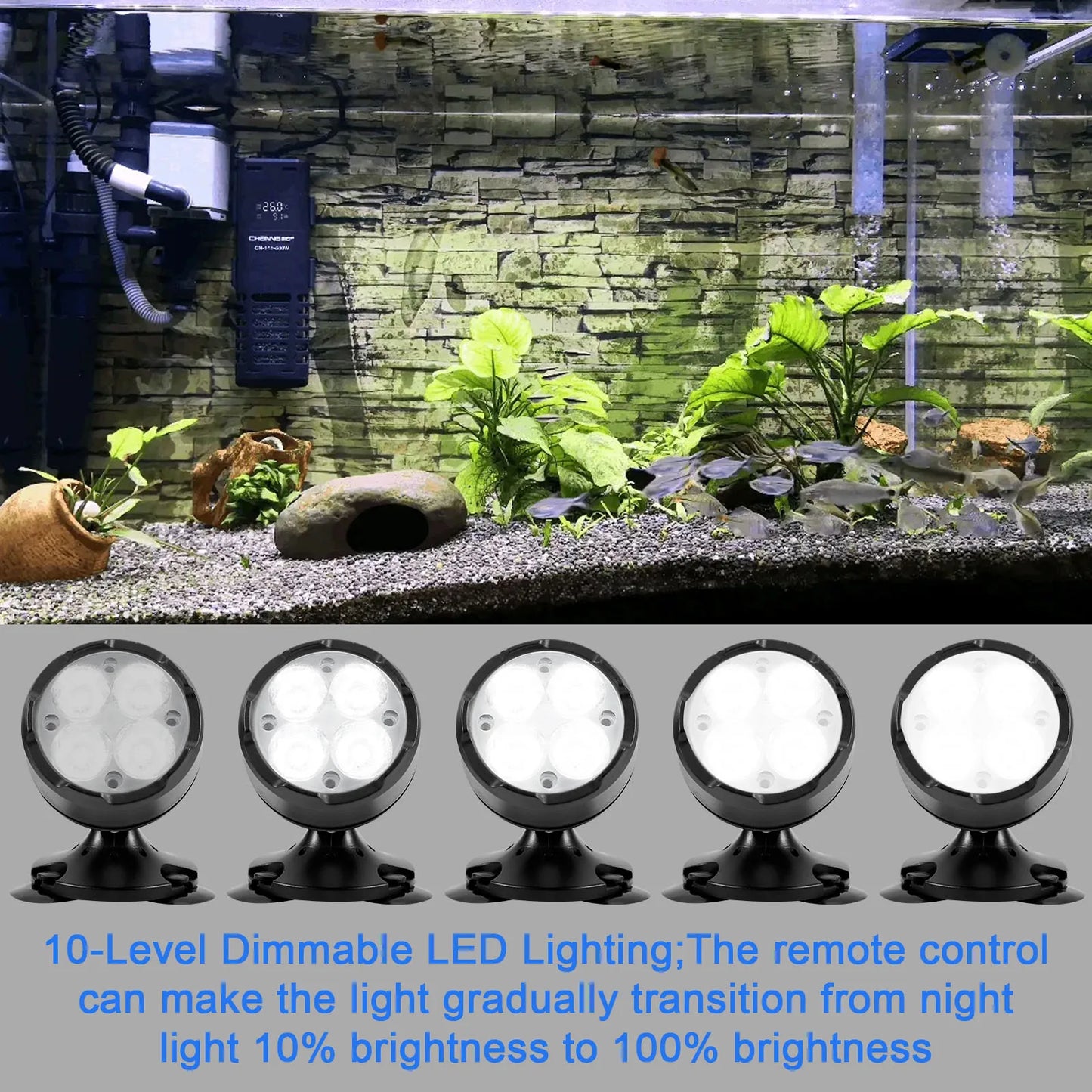LED Aquarium Lights With Timer Waterproof Submersible