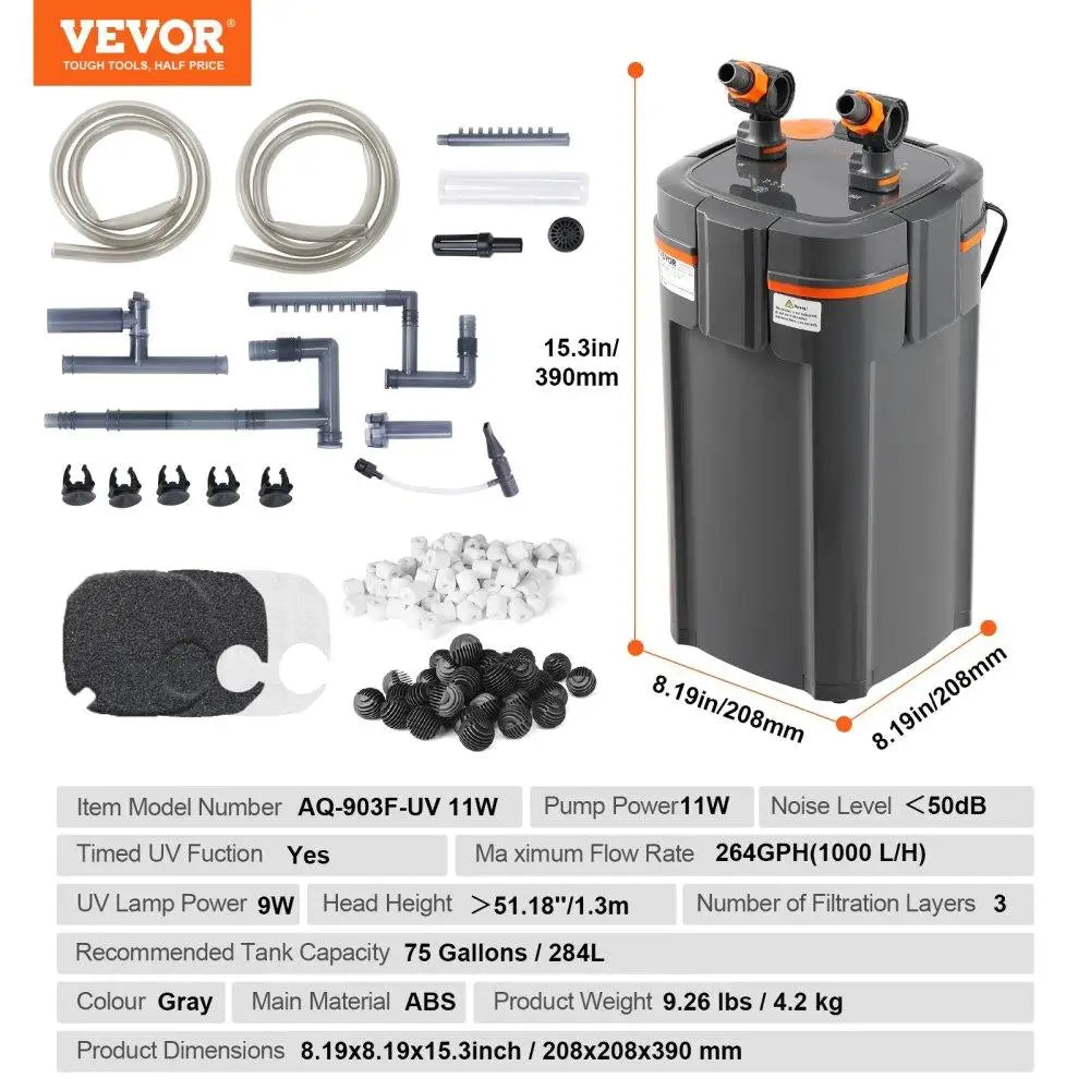 Ultra-Quiet 75 Gallon Submersible Power Filter