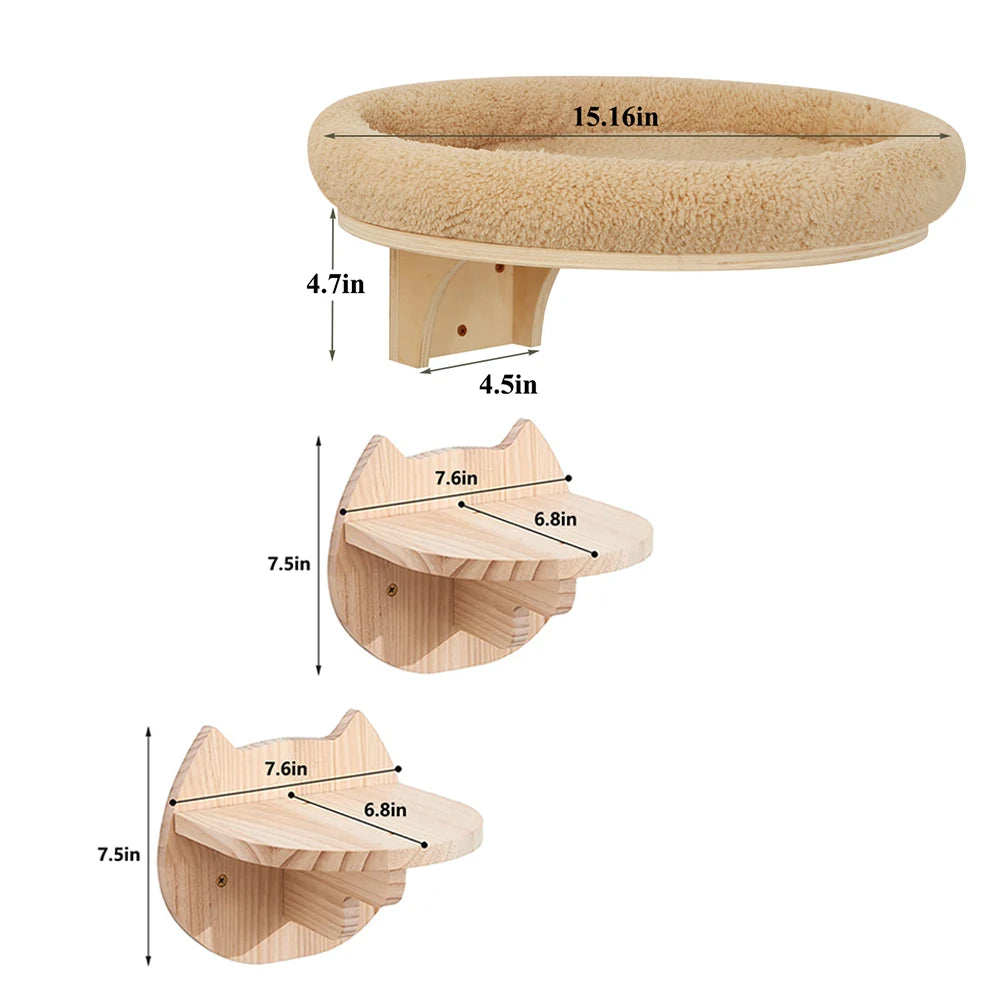 Solid Wooden Furniture Climbing Ladder and Cat Hammock