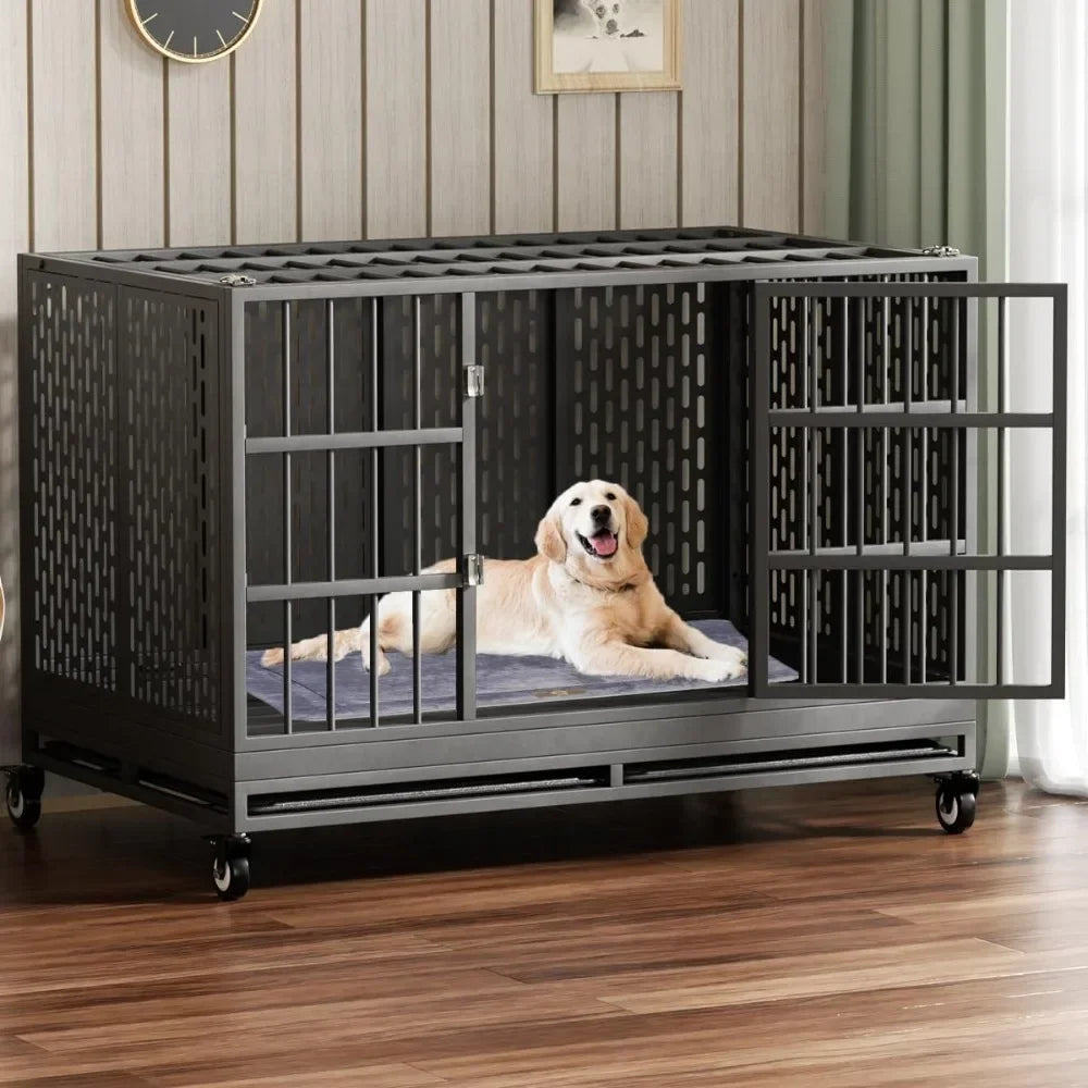 48 Inch Heavy Duty Dog Crate with Wheels
