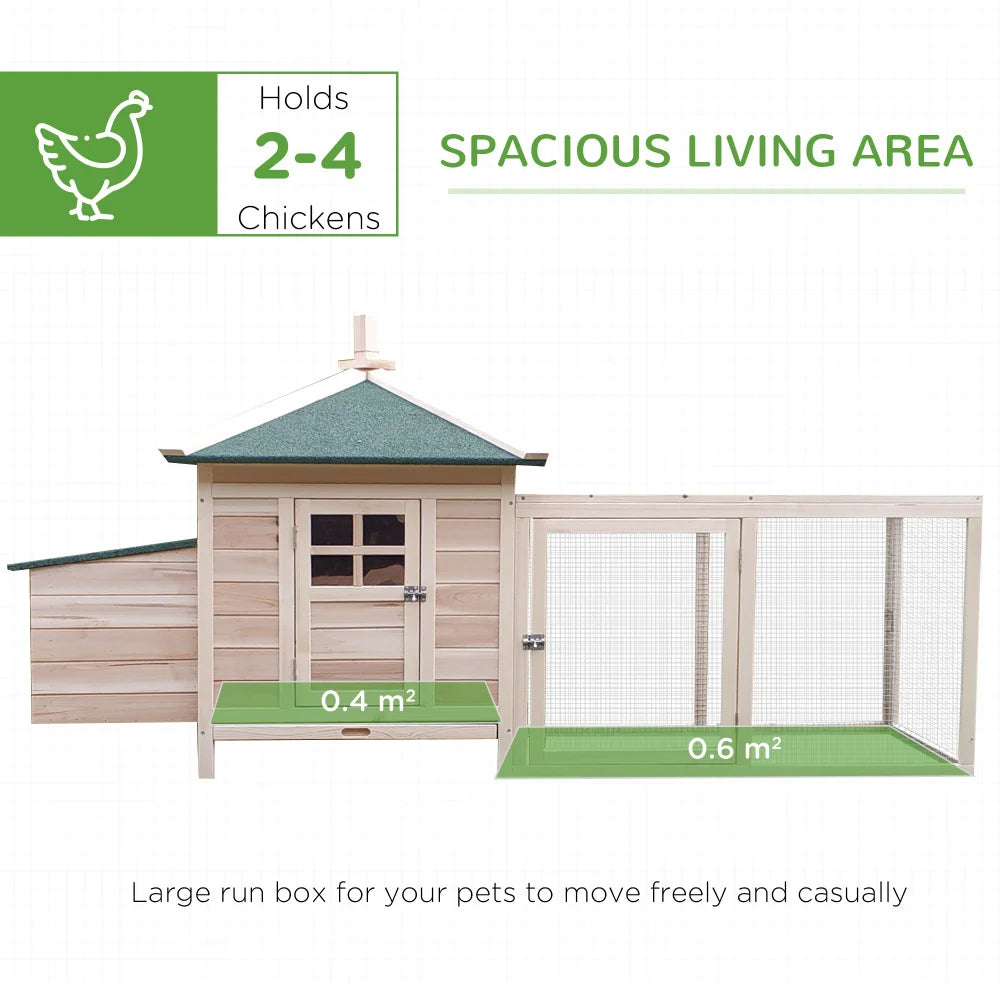 77" Wooden Chicken Coop with Nesting Box