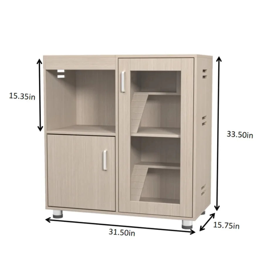 4-Tier Wood Cage with Storage Cabinet