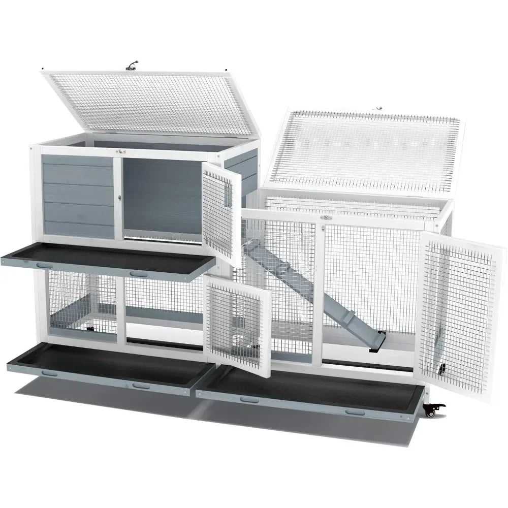 Two Floors 58" Wooden Indoor Bunny Hutch
