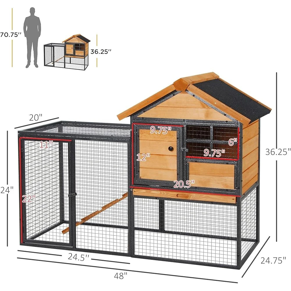 Wood Hutch 48" with Ramp Indoor/Outdoor