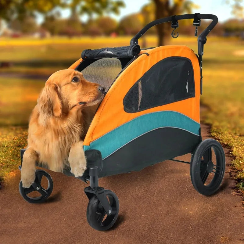 Pet Wagon Foldable Adjustable Handle Up to 120 lbs