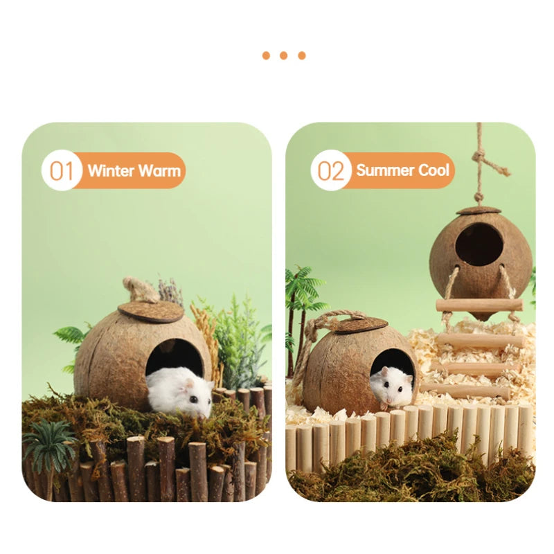Natural Small Pet Coconut Hideout House