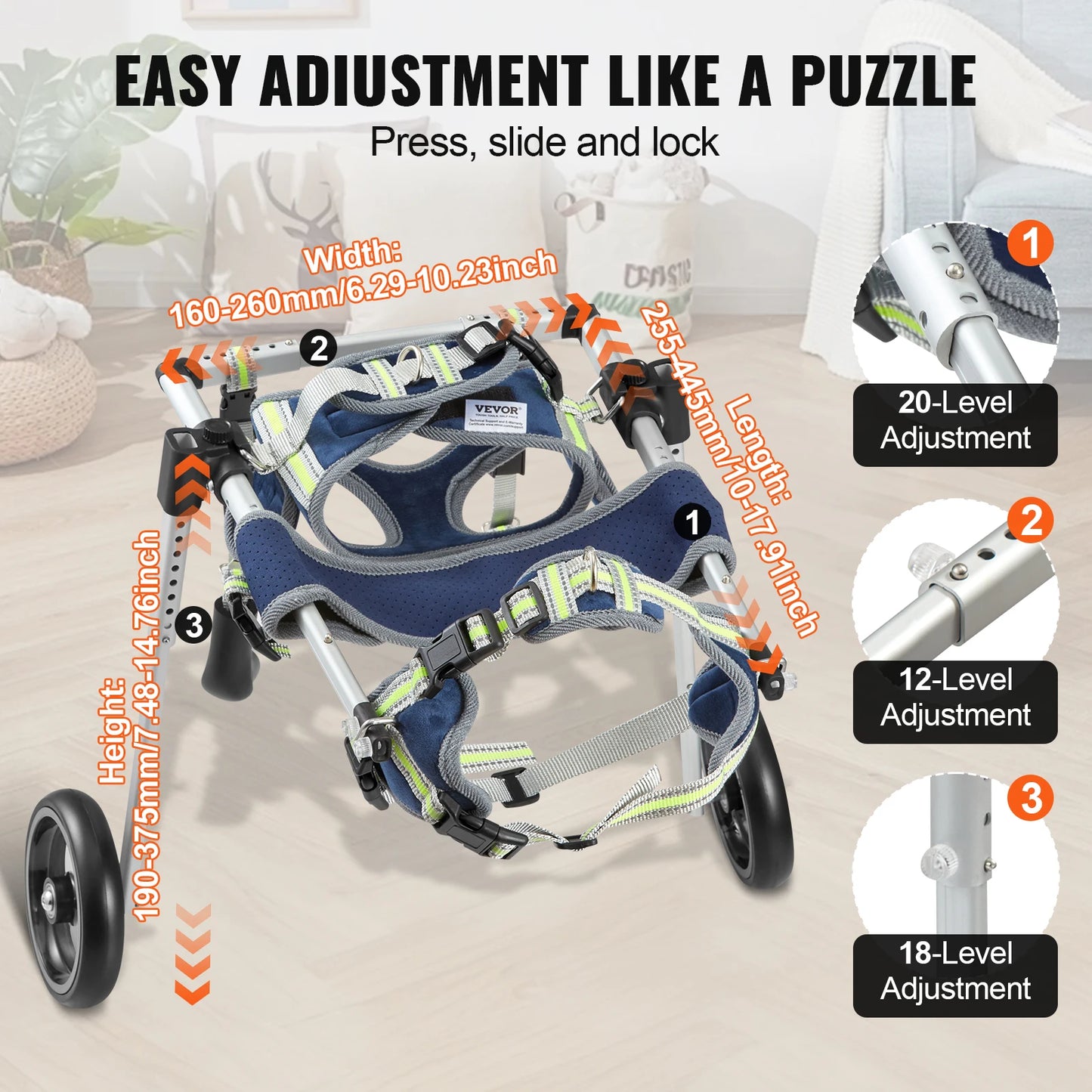 2 Wheels Dog Wheelchair for Back Legs