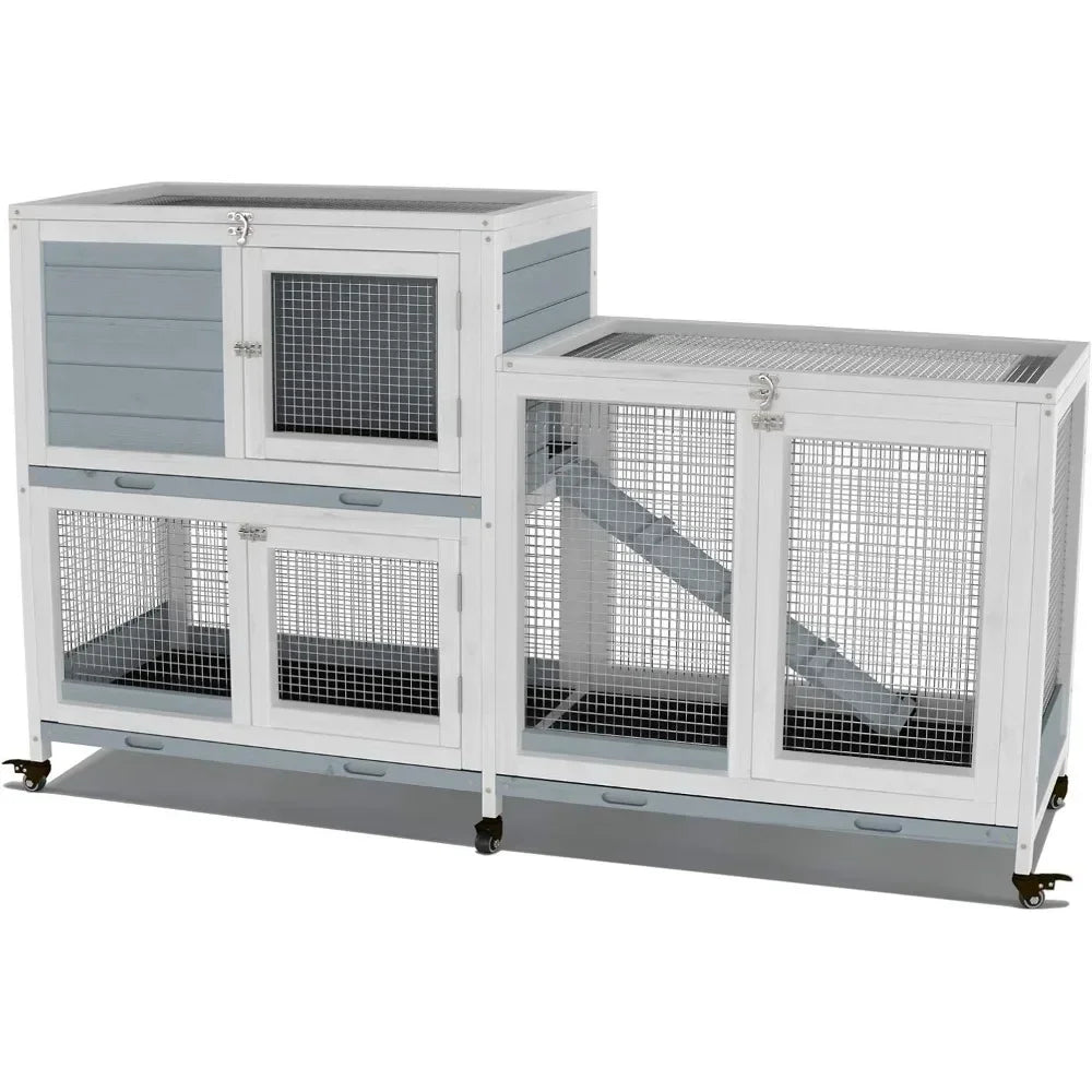 Two Floors 58" Wooden Indoor Bunny Hutch