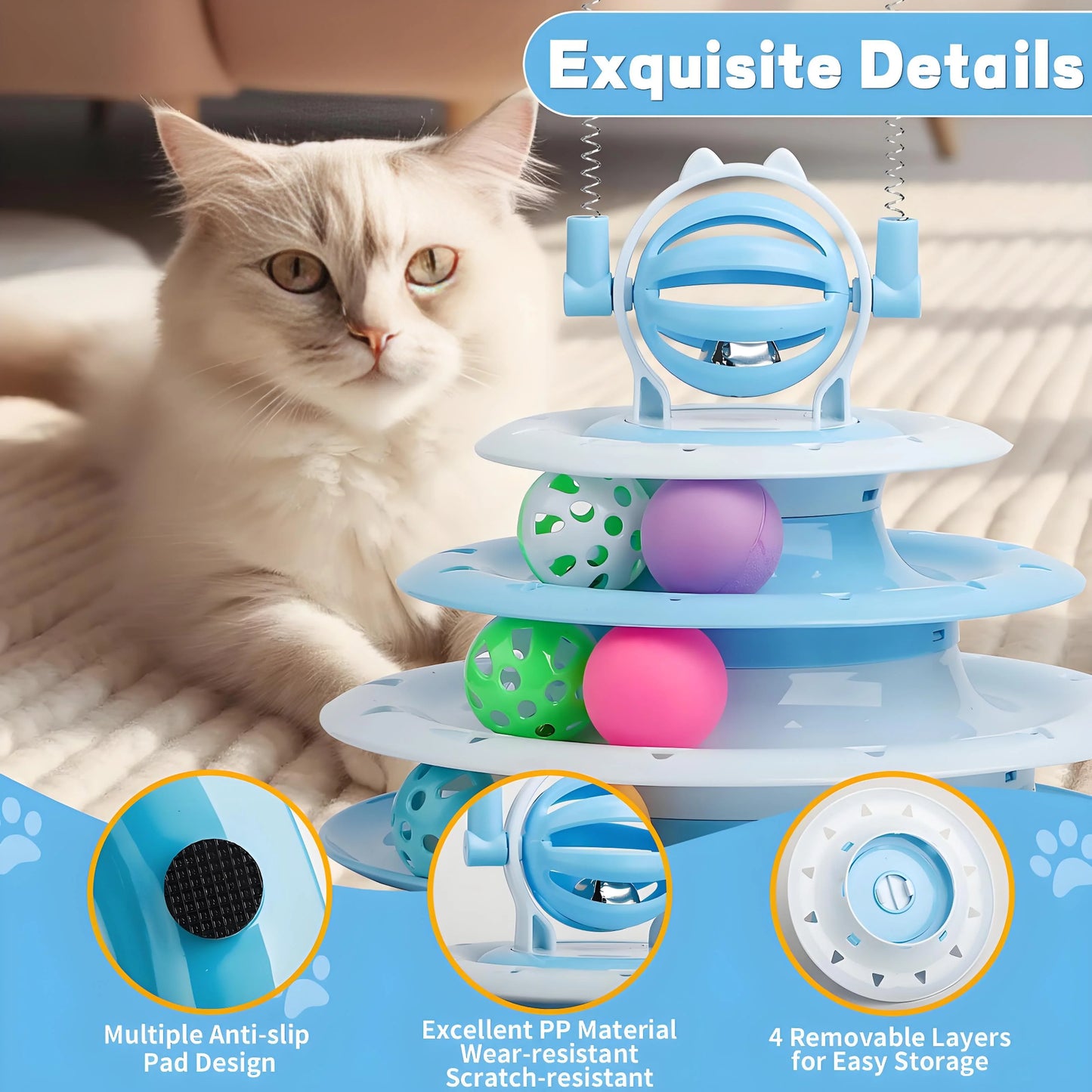 Cat Toy - Interactive Spinning Track with LED Balls