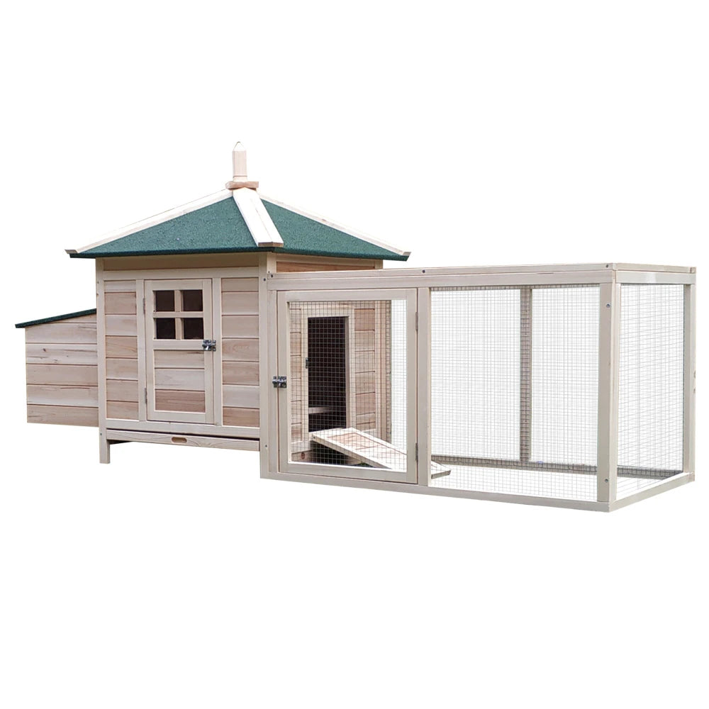 77" Wooden Chicken Coop with Nesting Box