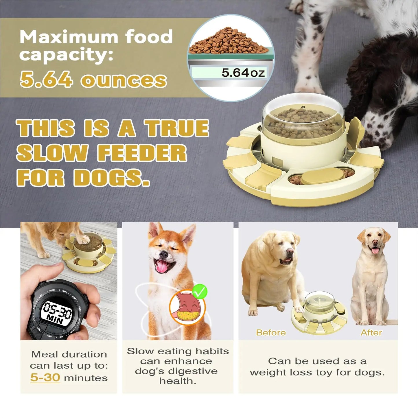 2 in 1 Slow Feeder Food Dispenser or Treat Dispenser