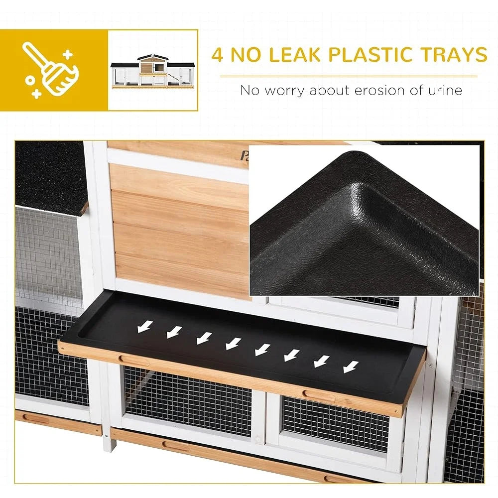 90.5" L Wooden Hutch with Double Side Run