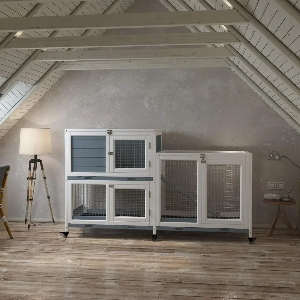 Two Floors 58" Wooden Indoor Bunny Hutch