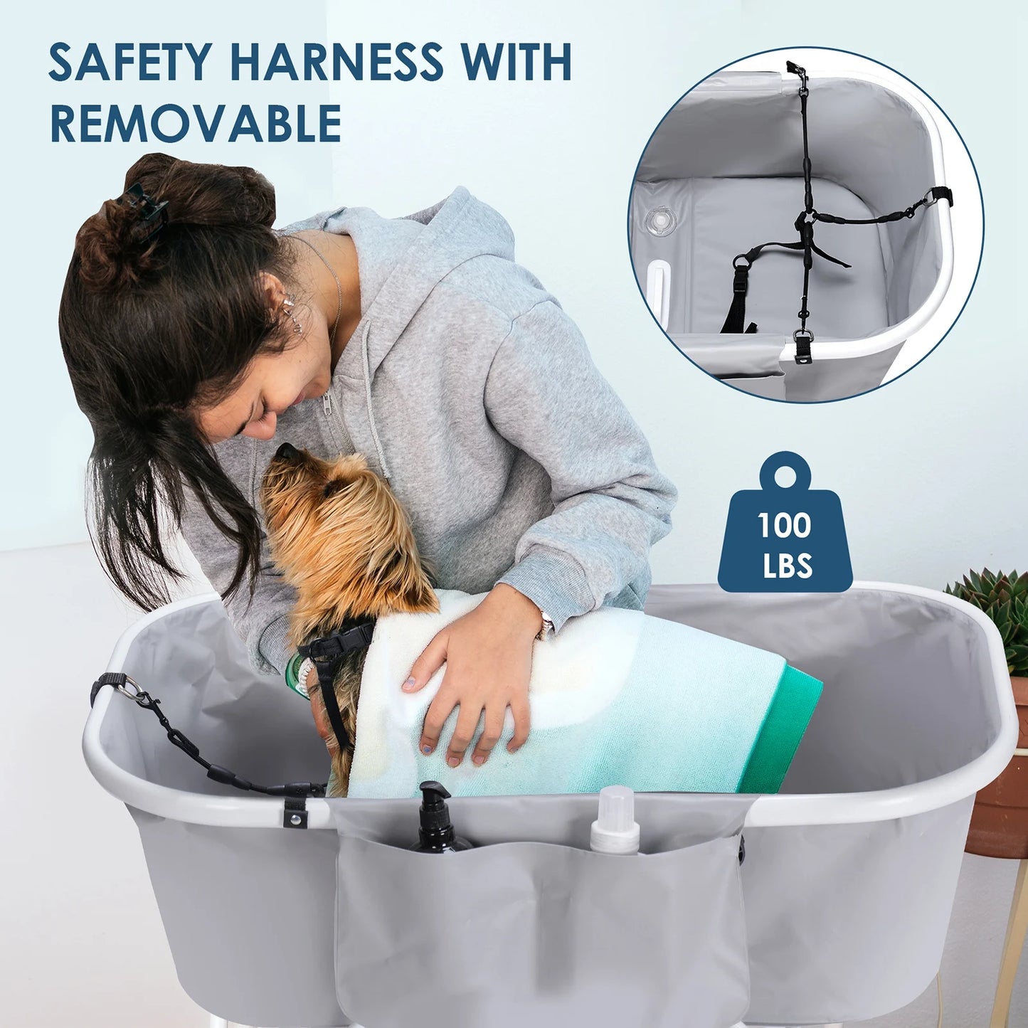 Portable, Foldable, & Elevated Pet Bathtub
