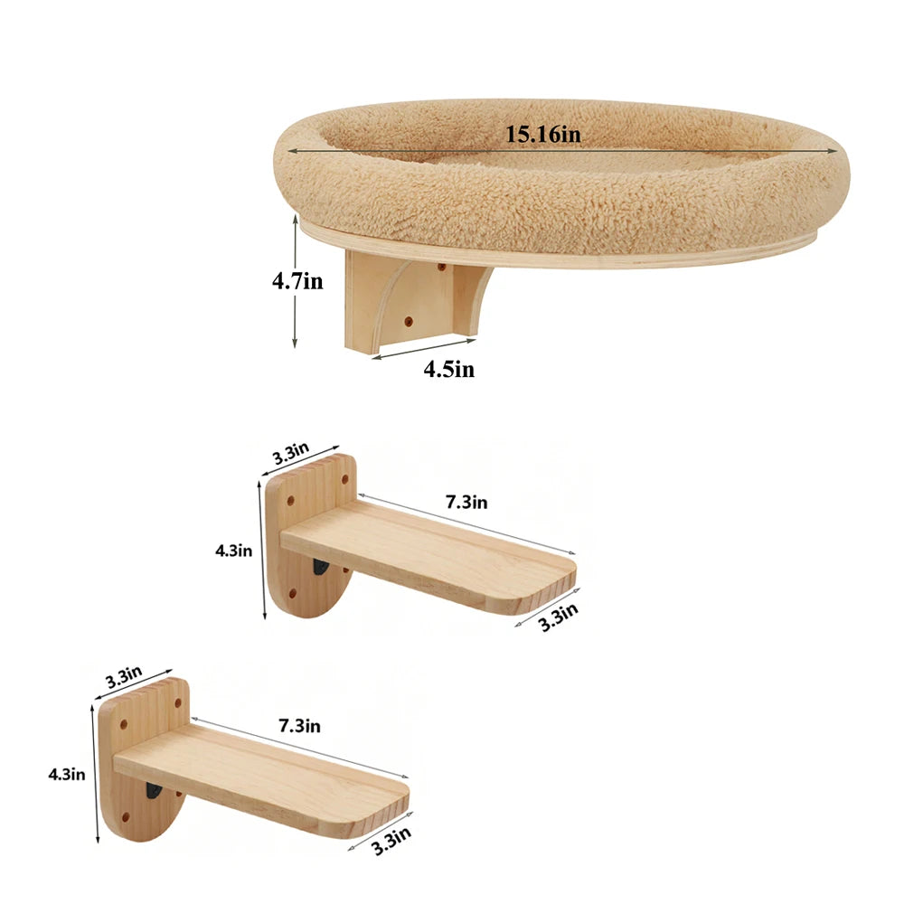 Solid Wooden Furniture Climbing Ladder and Cat Hammock