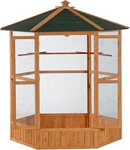 69" Large Wooden Hexagonal Outdoor Aviary