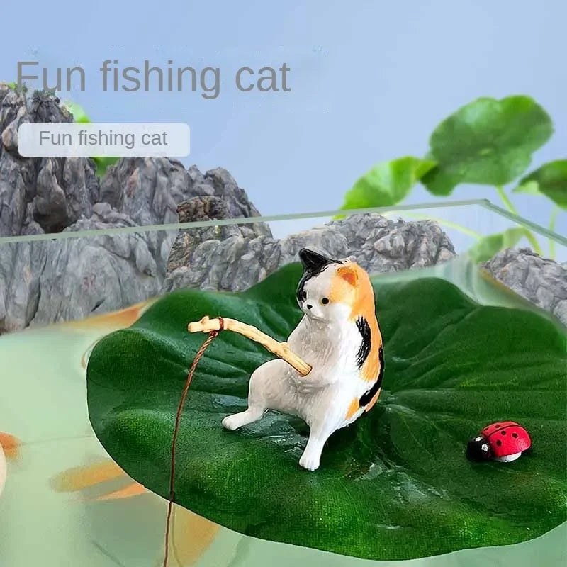 7pcs/set Fishing Cat Aquarium Decoration