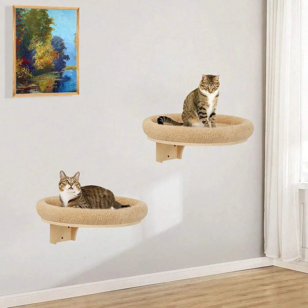 Solid Wooden Furniture Climbing Ladder and Cat Hammock