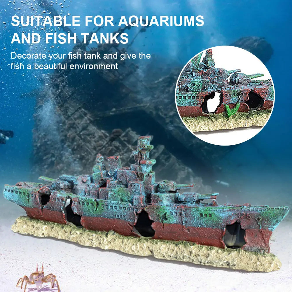 Aquarium Sunken Ship Decor