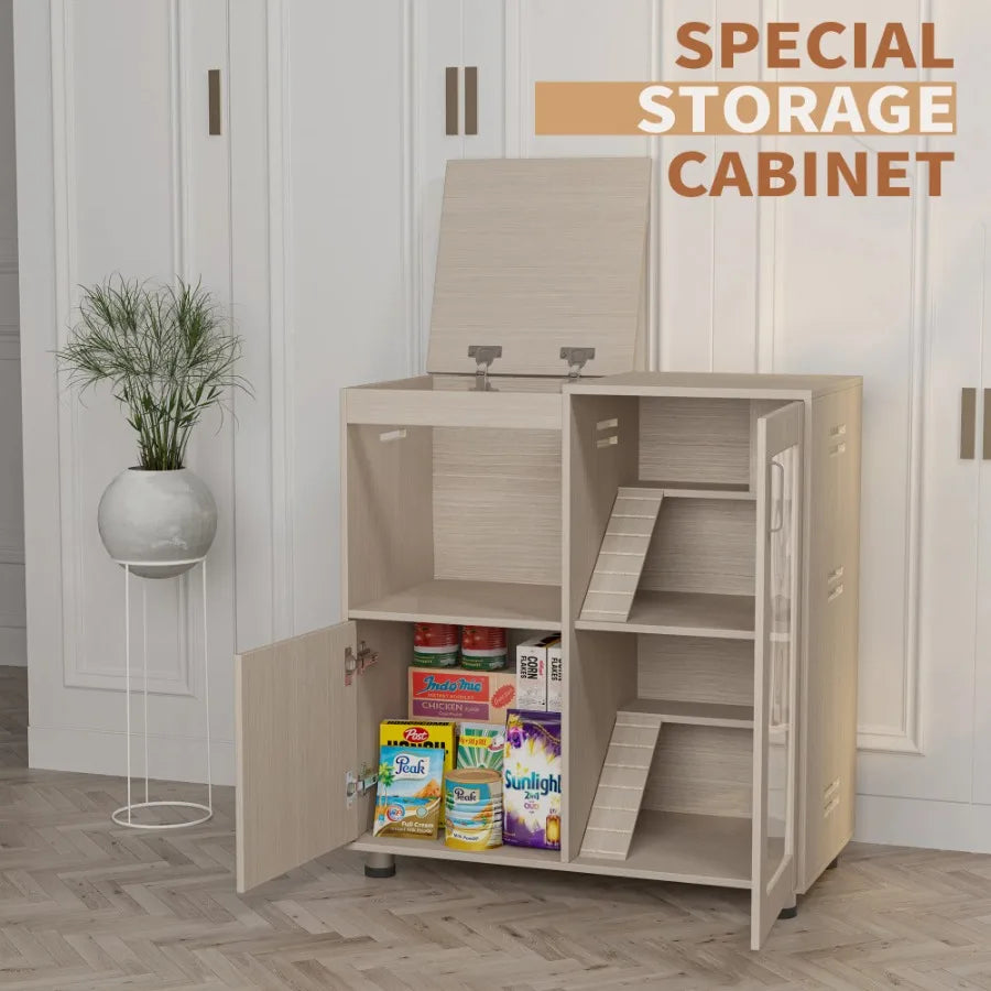 4-Tier Wood Cage with Storage Cabinet
