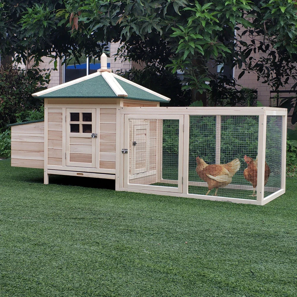 77" Wooden Chicken Coop with Nesting Box
