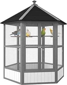 69" Large Wooden Hexagonal Outdoor Aviary