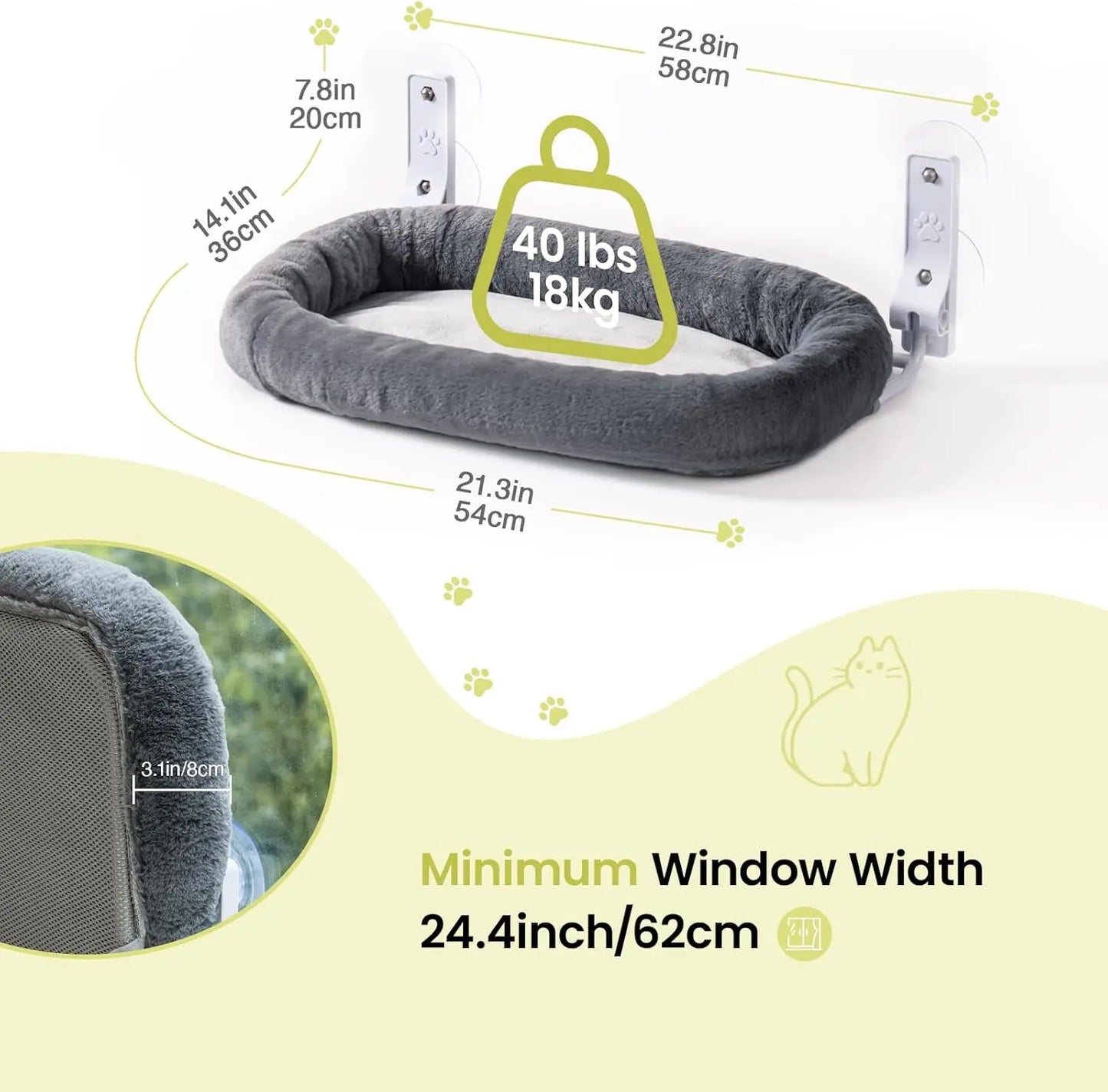 Cat Window Perch with 4 Strong Suction Cups