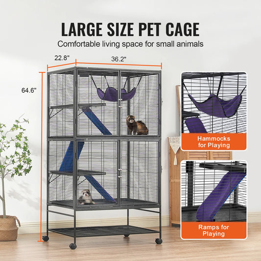 64.6" Rolling Metal Ferret Cage