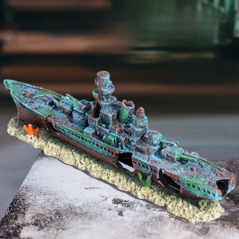 Aquarium Sunken Ship Decor