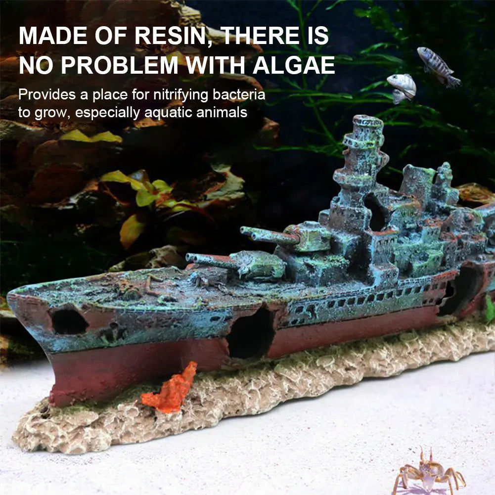 Aquarium Sunken Ship Decor