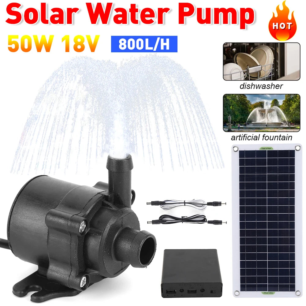 30W 800L/H Solar Panel Power Bank Water Pump Set