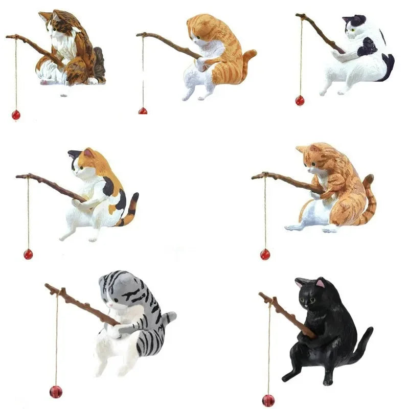 7pcs/set Fishing Cat Aquarium Decoration