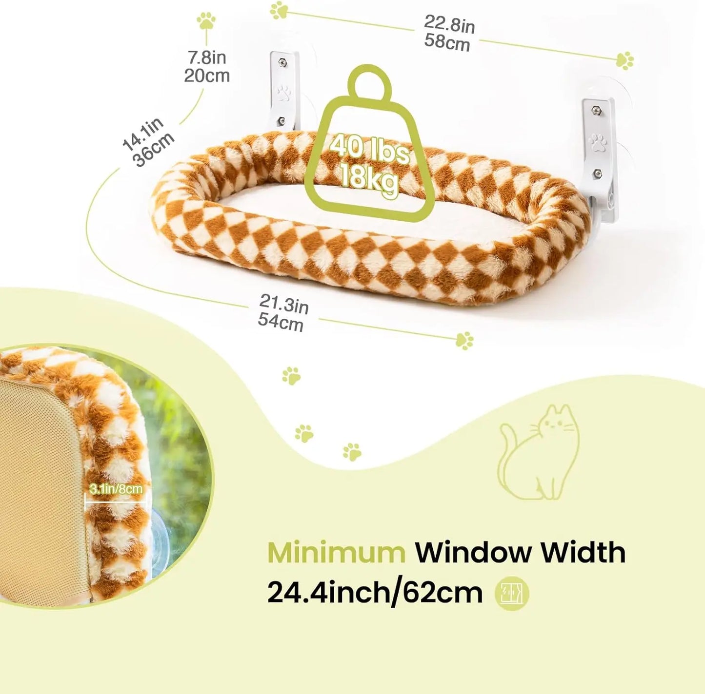Cat Window Perch with 4 Strong Suction Cups