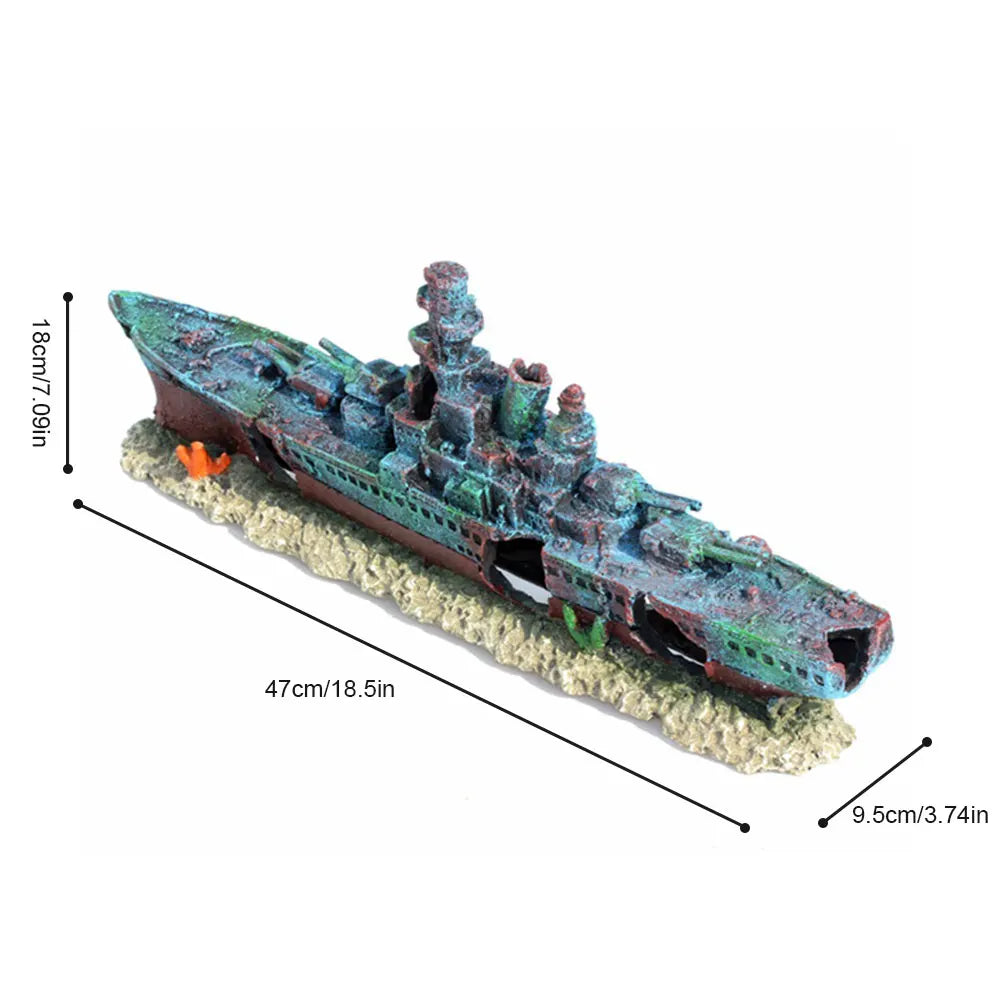 Aquarium Sunken Ship Decor