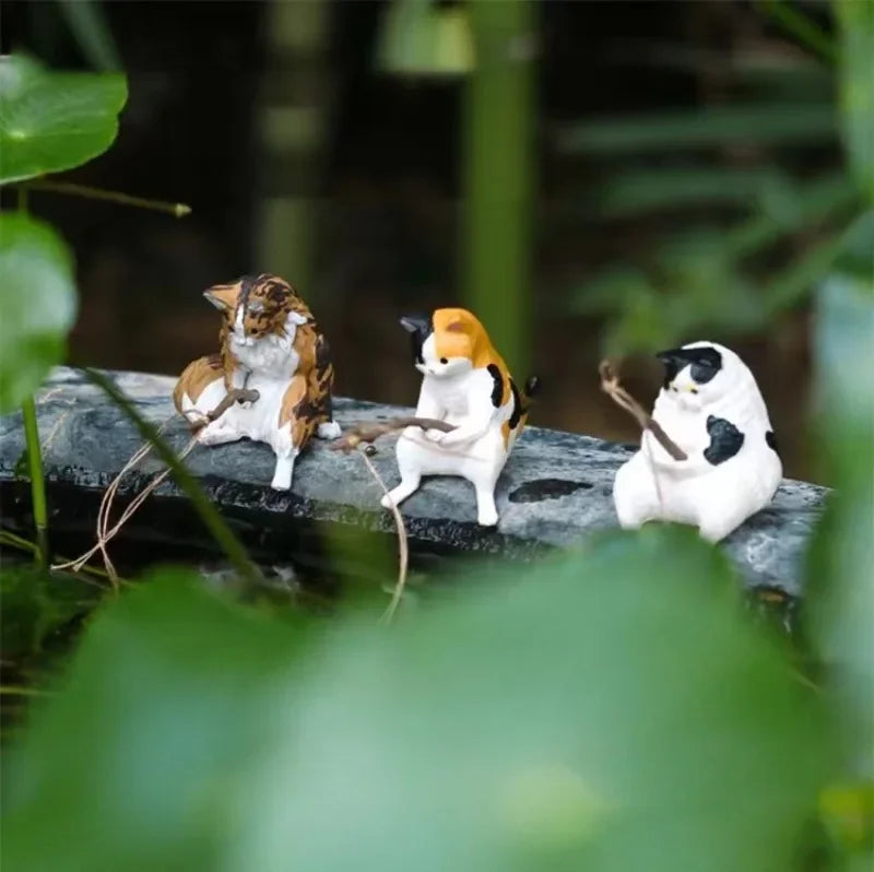 7pcs/set Fishing Cat Aquarium Decoration